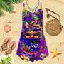 Happy Mardi Gras Aloha Spaghetti Strap Summer Dress