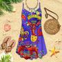 Happy Mardi Gras Shrimps Spaghetti Strap Summer Dress