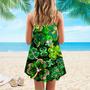 Happy St.Patrick's Day Clover Leaf Spaghetti Strap Summer Dress