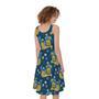 Hawaiian Tiki Pattern Print Sleeveless Knee Length Dress