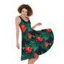 Hawaiian Tropical Flowers Pattern Print Sleeveless Knee Length Dress