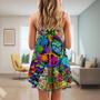 Hippie Alien Frogs Love Peace - V-Neck Sleeveless Cami Dress