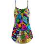 Hippie Alien Frogs Love Peace - V-Neck Sleeveless Cami Dress