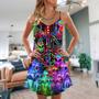 Hippie Alien Peace Color Stunning - V-Neck Sleeveless Cami Dress