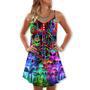 Hippie Alien Peace Color Stunning - V-Neck Sleeveless Cami Dress