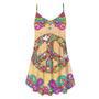 Hippie Boho Gift for Hippies Colorful Floral Peace Spaghetti Strap Summer Dress