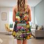 Hippie Bus Peace Life Colorful Style - V-Neck Sleeveless Cami Dress