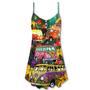 Hippie Bus Peace Life Colorful Style - V-Neck Sleeveless Cami Dress