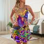 Hippie Colorful Love Life - V-Neck Sleeveless Cami Dress