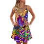 Hippie Colorful Love Life - V-Neck Sleeveless Cami Dress