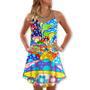 Hippie Frog Mushroom Hippie Colorful Art Peace - V-Neck Sleeveless Cami Dress