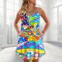 Hippie Frog Mushroom Hippie Colorful Art Peace - V-Neck Sleeveless Cami Dress