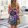 Hippie Mushroom And Skull Colorful Art - V-Neck Sleeveless Cami Dress