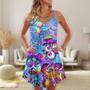 Hippie Mushroom Colorful Cool Style - V-Neck Sleeveless Cami Dress