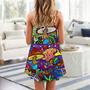 Hippie Mushroom Colorful Lover - V-Neck Sleeveless Cami Dress