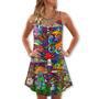 Hippie Mushroom Peace Lover - V-Neck Sleeveless Cami Dress