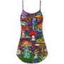 Hippie Mushroom Peace Lover - V-Neck Sleeveless Cami Dress