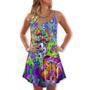 Hippie Mushroom Stay Trippy Little Hippie Colorful - V-Neck Sleeveless Cami Dress