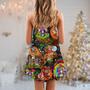 Hippie Mushroom Trippy Colorful Lover - V-Neck Sleeveless Cami Dress