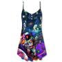 Hippie Peace Life In To The Galaxy Sky - V-Neck Sleeveless Cami Dress