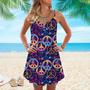 Hippie Peace Love Music Spaghetti Strap Summer Dress