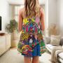 Hippie Rock Music Colorful - V-Neck Sleeveless Cami Dress