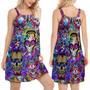 Hippie Skull Color Flowers - Women's Sleeveless Cami Dress