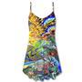 Hippie Turtle Colorful Art Peace - V-Neck Sleeveless Cami Dress