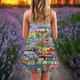 Hippie Van Colorful Art Peace - V-Neck Sleeveless Cami Dress