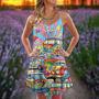 Hippie Van Colorful Art Peace - V-Neck Sleeveless Cami Dress