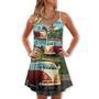 Hippie Van Life Style Love Beach - V-Neck Sleeveless Cami Dress