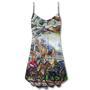 Horse Racing Be Strong Be Brave - V-Neck Sleeveless Cami Dress