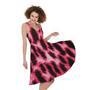 Hot Pink And Black Cheetah Print Sleeveless Knee Length Dress