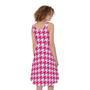 Hot Pink And White Houndstooth Print Sleeveless Knee Length Dress