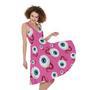 Human Eyeball Pattern Print Sleeveless Knee Length Dress