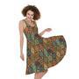 Indian Floral Patchwork Pattern Print Sleeveless Knee Length Dress