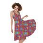 Indian Patchwork Pattern Print Sleeveless Knee Length Dress