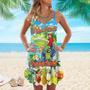 It's 5 O'clock Somewhere Parrot Tropical Spaghetti Strap Summer Dress