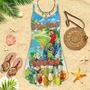 It's 5 O'clock Somewhere Parrot Tropical Spaghetti Strap Summer Dress