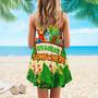 It's 5 O'clock Somewhere Parrot Turtle Tiki Party Yellow Spaghetti Strap Summer Dress