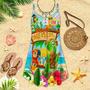 It's 5 O'clock Somewhere Turtle Parrot Spaghetti Strap Summer Dress