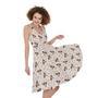 Jack Russell Terrier And Bone Print Sleeveless Knee Length Dress