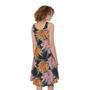 Japanese Chrysanthemum Pattern Print Sleeveless Knee Length Dress