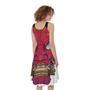 Japanese Demon Mask Print Sleeveless Knee Length Dress