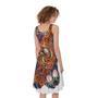 Japanese Dragon And Phoenix Tattoo Print Sleeveless Knee Length Dress