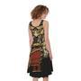 Japanese Ghost Samurai Print Sleeveless Knee Length Dress