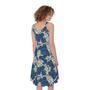 Japanese Ocean Wave Pattern Print Sleeveless Knee Length Dress