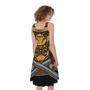 Japanese Samurai Mask Print Sleeveless Knee Length Dress