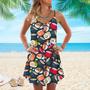 Japanese Sushi Spaghetti Strap Summer Dress