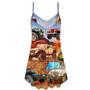 Jeep In The Desert Vintage Art Style - V-Neck Sleeveless Cami Dress